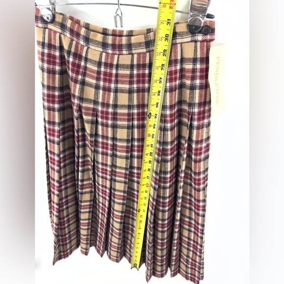 Vintage Pendleton Womens Wool Pleated Skirt Size 8 Deadstock Plaid Tan Red NEW - Picture 9 of 10